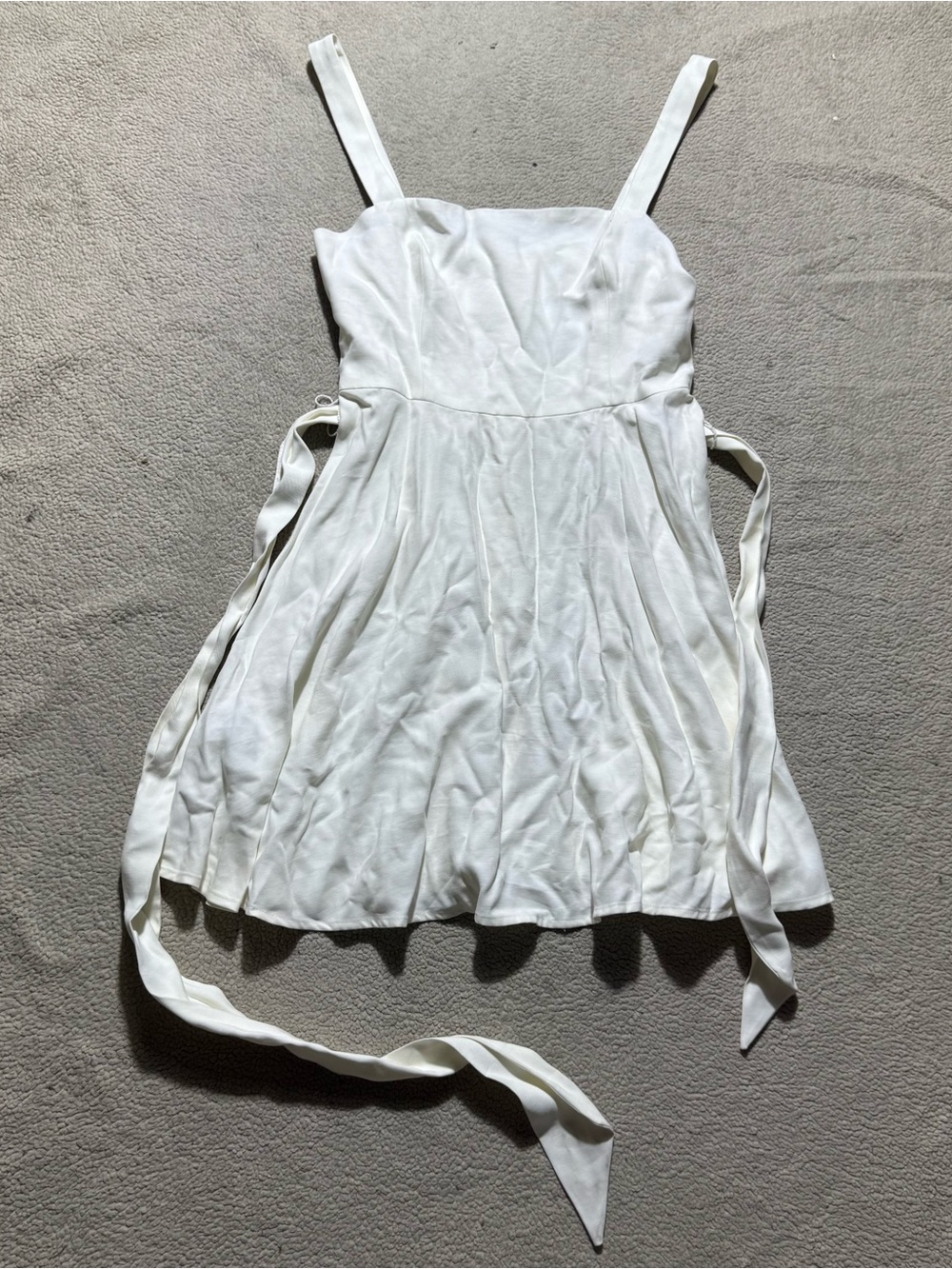 BCBGenerarion Dress Womens 6 Short Mini Sleeveless Waist Tie Off White Lined NEW